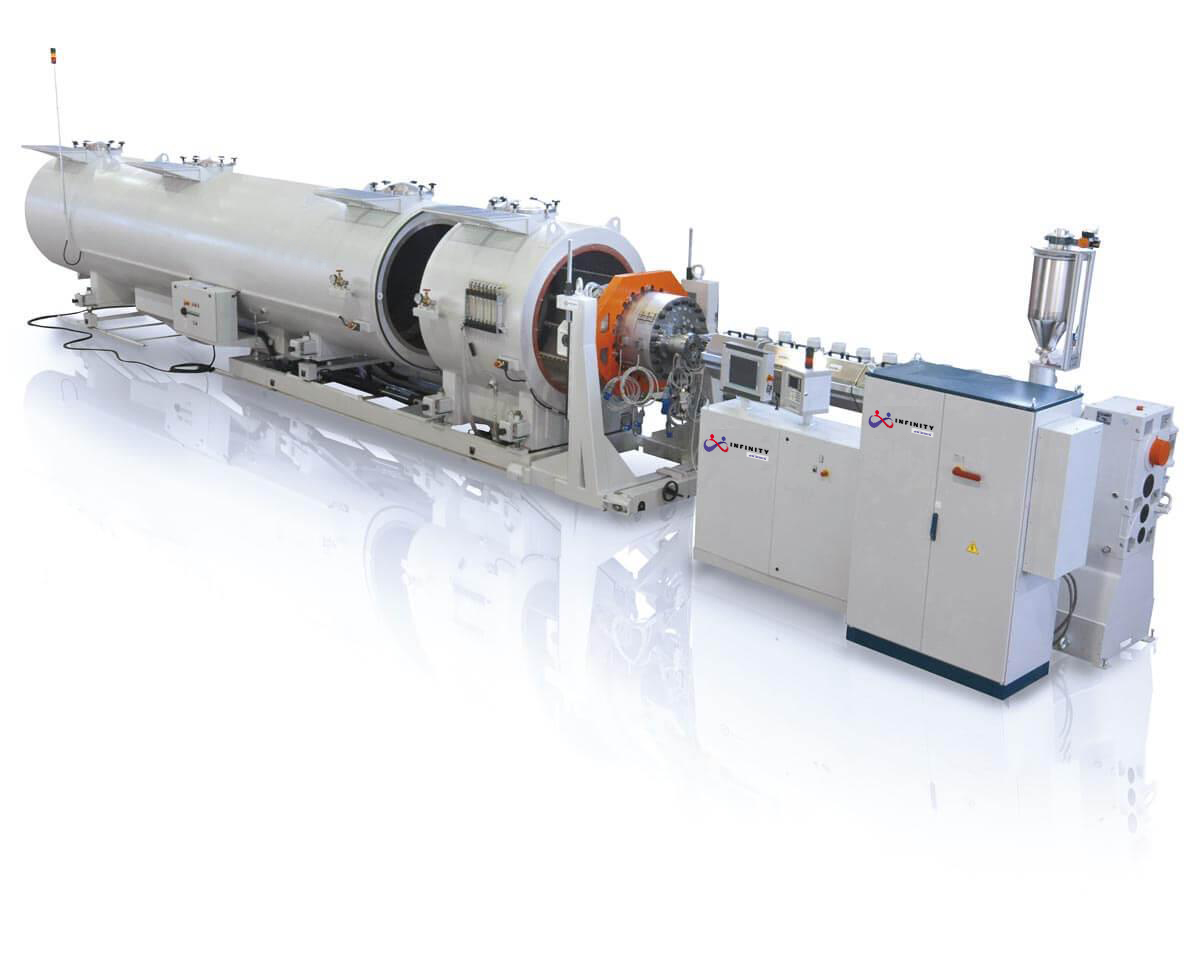 Solid wall pipe extrusion line